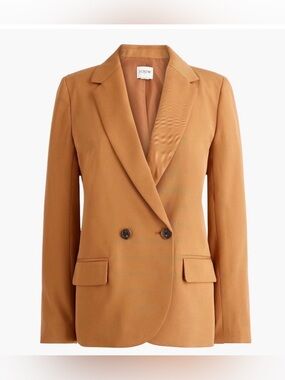 NWT J.Crew Factory Drapey Twill Double-Breasted Blazer in Warm Brandy Beige| 14